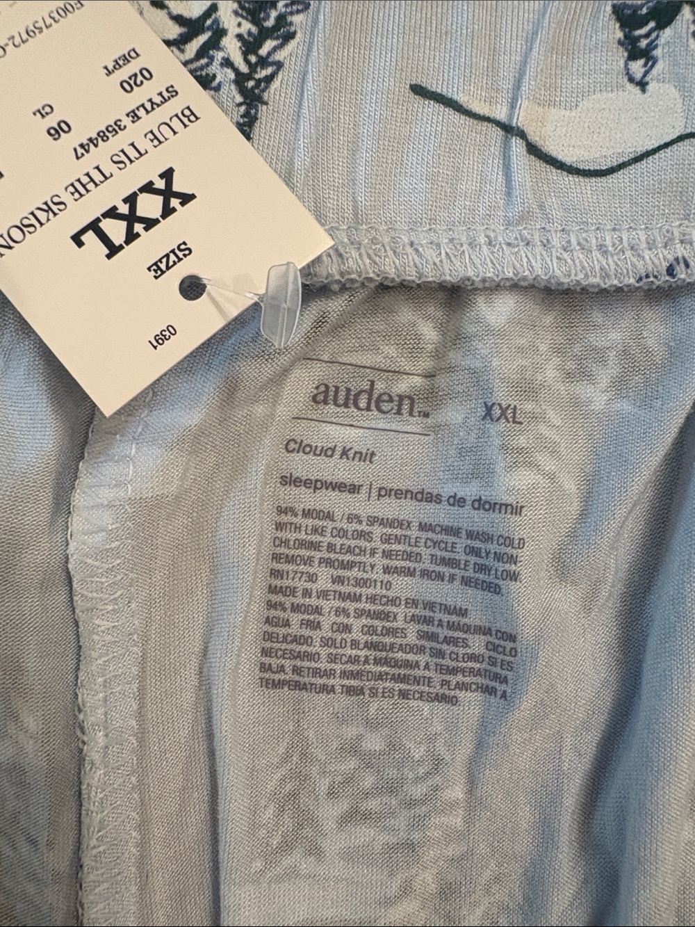 Auden Light Blue Ski Village Print Pajama Pants - Picture 4 of 5